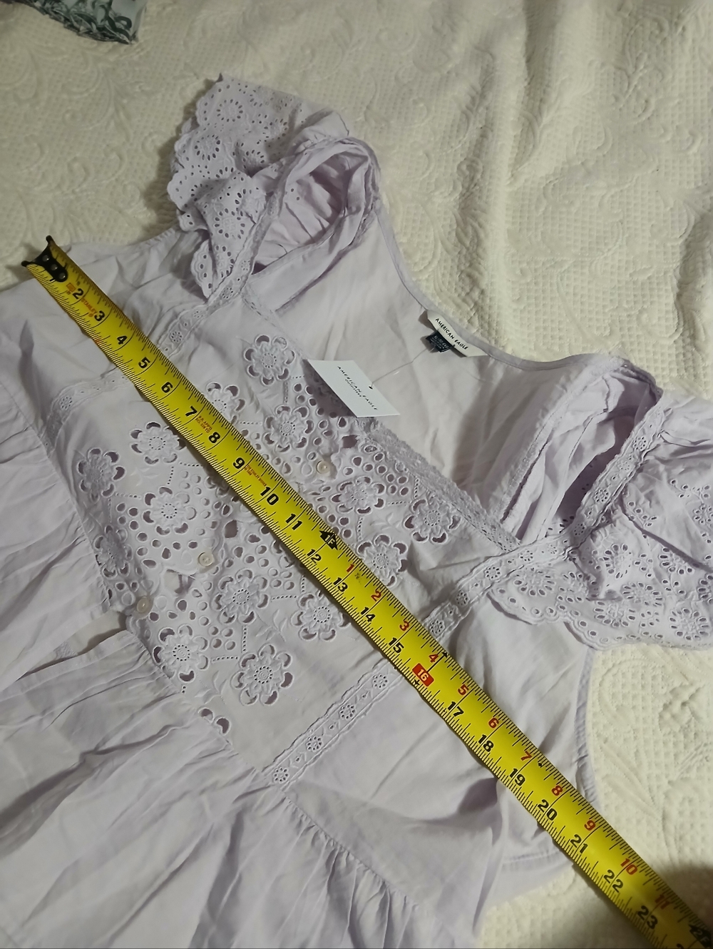 American Eagle Soft Purple 100% Cotton Flutter Sleeve Peplum Top Size XL Peasant - Picture 2 of 12